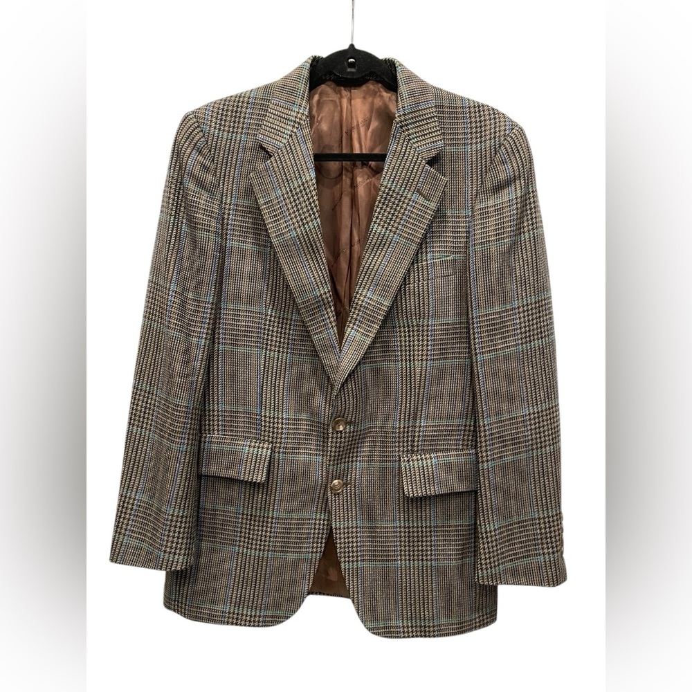 vintage Aquascutum of London Glen Plaid wool brown tweed sport coat blazer